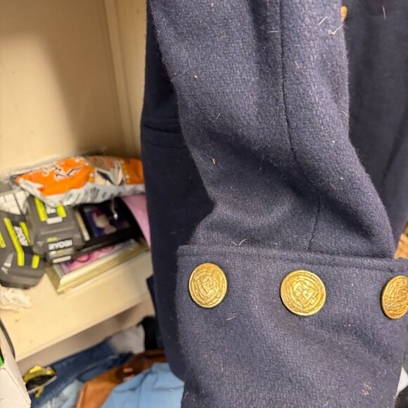XL Navy Blue Pirate Sailor Wool P Coat - Picture 6 of 6